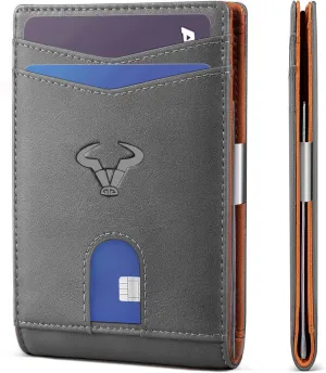 BULLIANT Slim Wallet Men, Leather Wallet Front Pocket Card Holders for Gift Men 3"X4.3"