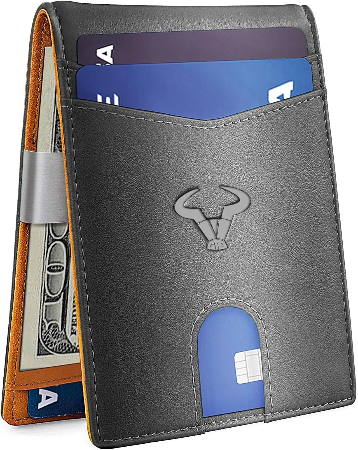 BULLIANT Slim Wallet Men, Leather Wallet Front Pocket Card Holders for Gift Men 3"X4.3"