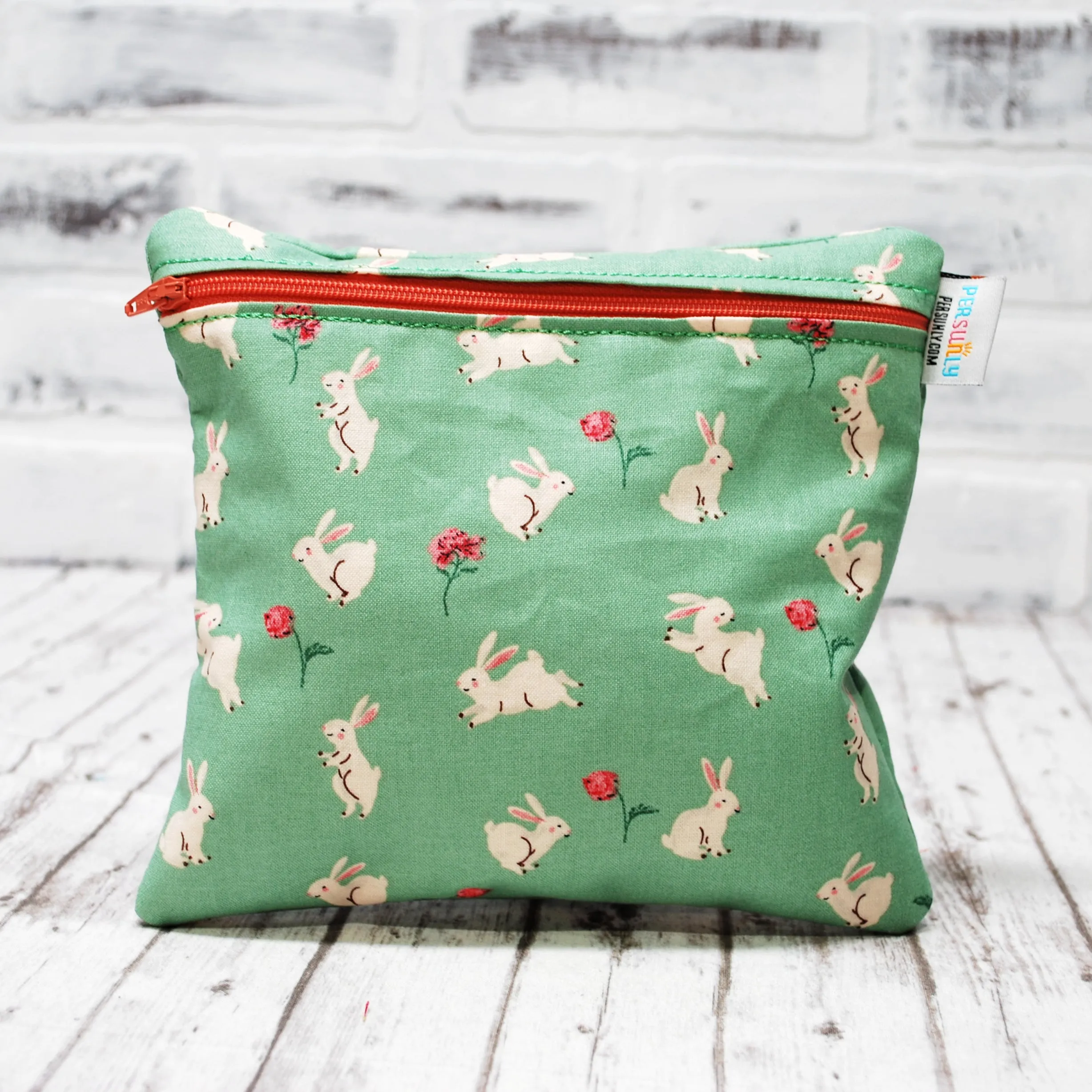 Bunnies on Grass Personalized Reusable Food Bag