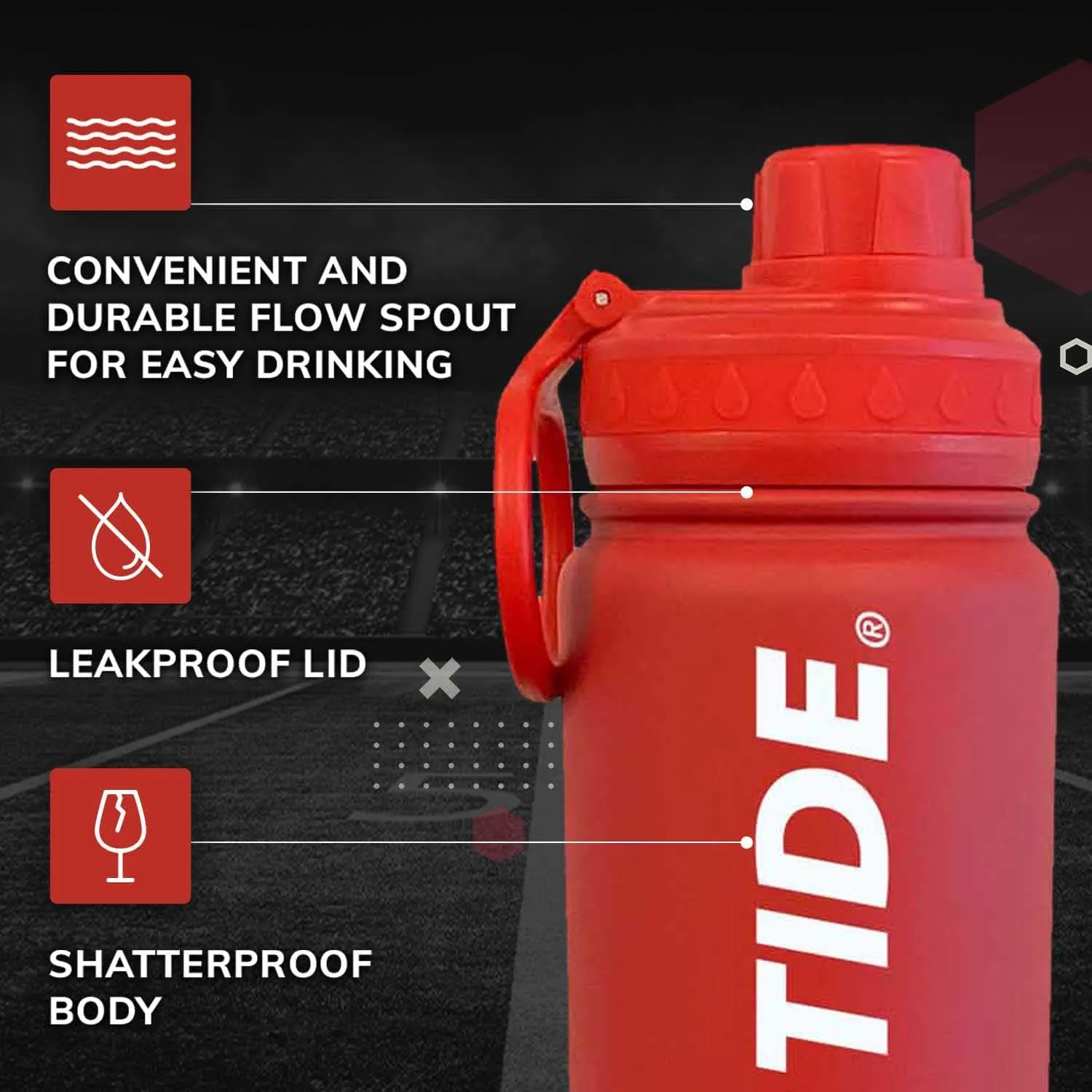 Campus Colors NCAA Stainless Steel Water Bottle - Twist on cap - 24 oz - Carry Clip - Keeps Your Drinks Hot or Cold for Hours (Alabama Crimson Tide - Crimson)