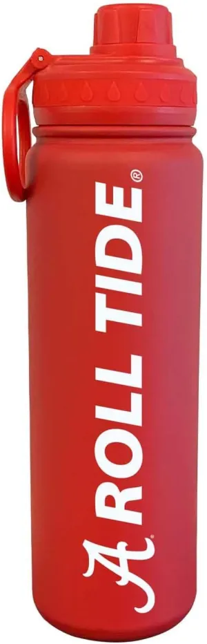 Campus Colors NCAA Stainless Steel Water Bottle - Twist on cap - 24 oz - Carry Clip - Keeps Your Drinks Hot or Cold for Hours (Alabama Crimson Tide - Crimson)