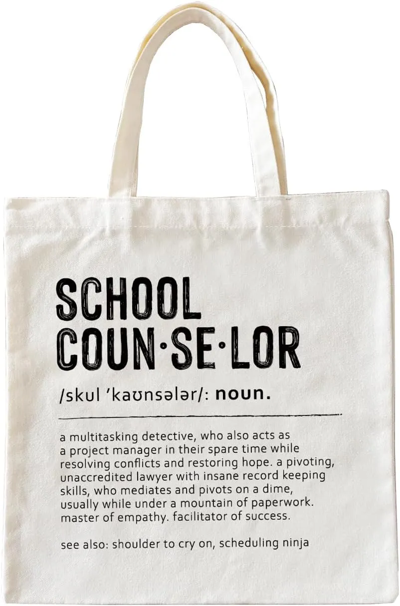 Canvas Aesthetic Tote Bag for Women, Reusable Grocery，Guidance Counsellor Gift Shoulder Bag Book Tote Gifts Counselor Definition