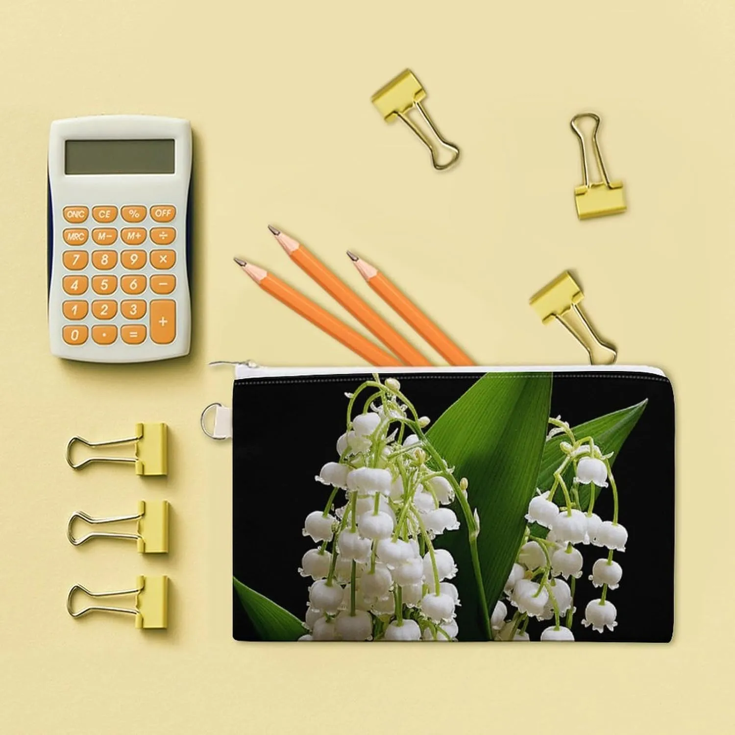 Canvas Coin Purse Some Lilies of The Valley Small Wallets for Women Slim Wallet with Zipper Key Ring Cute Change Purse Small Zipper Pouch