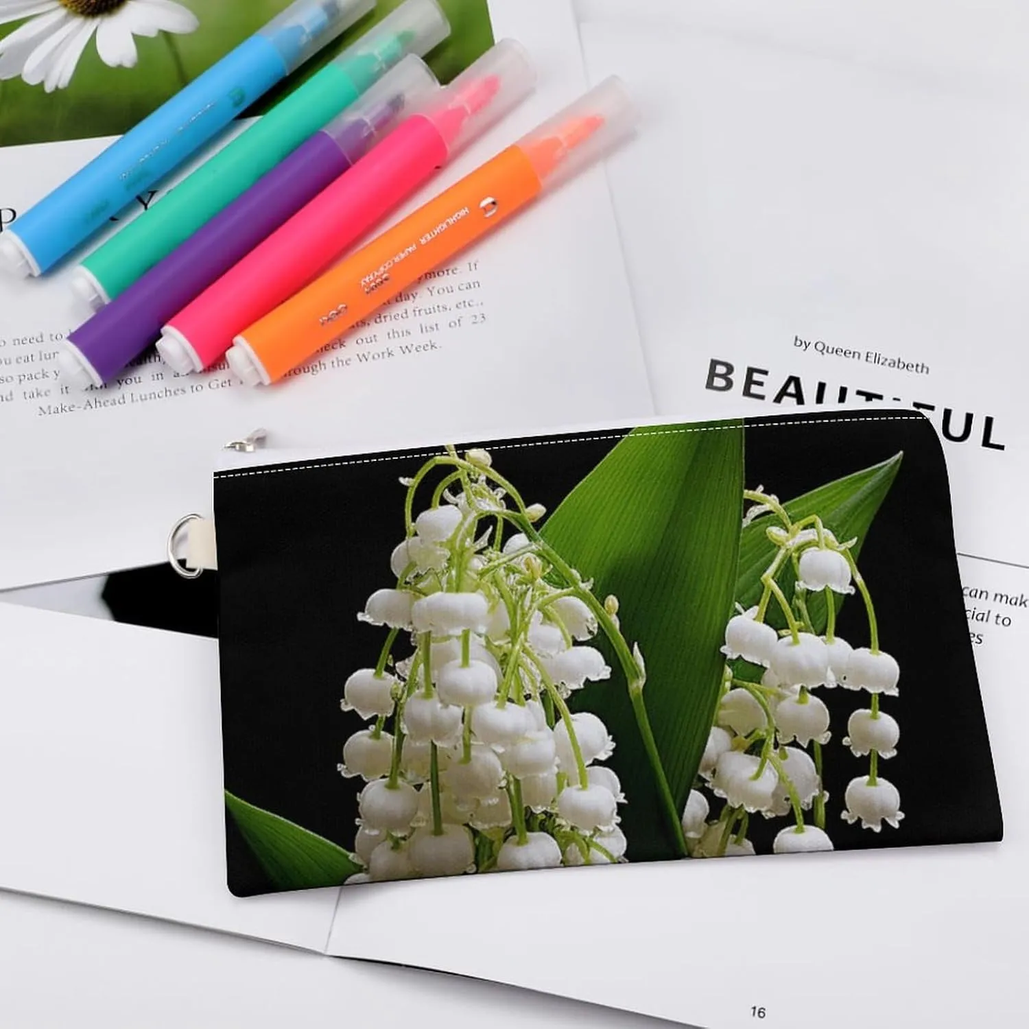 Canvas Coin Purse Some Lilies of The Valley Small Wallets for Women Slim Wallet with Zipper Key Ring Cute Change Purse Small Zipper Pouch