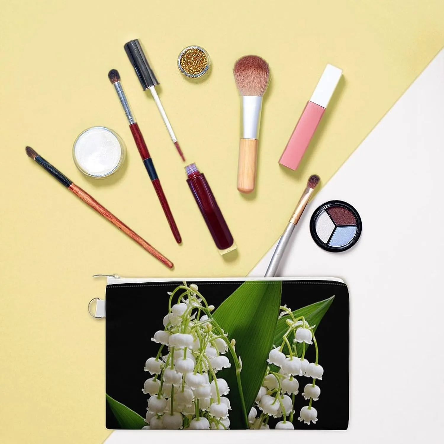 Canvas Coin Purse Some Lilies of The Valley Small Wallets for Women Slim Wallet with Zipper Key Ring Cute Change Purse Small Zipper Pouch