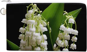 Canvas Coin Purse Some Lilies of The Valley Small Wallets for Women Slim Wallet with Zipper Key Ring Cute Change Purse Small Zipper Pouch