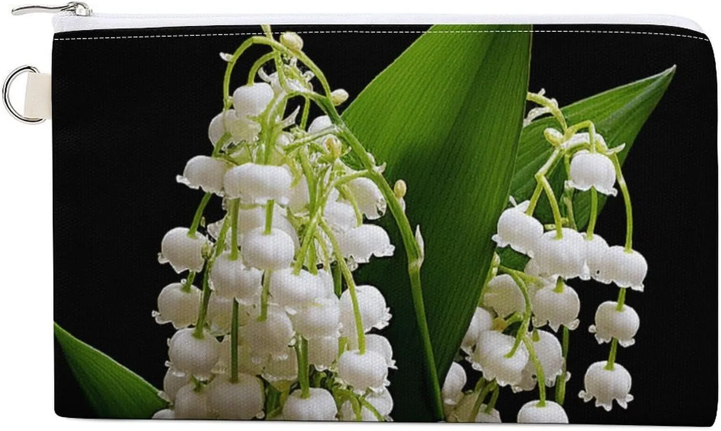 Canvas Coin Purse Some Lilies of The Valley Small Wallets for Women Slim Wallet with Zipper Key Ring Cute Change Purse Small Zipper Pouch
