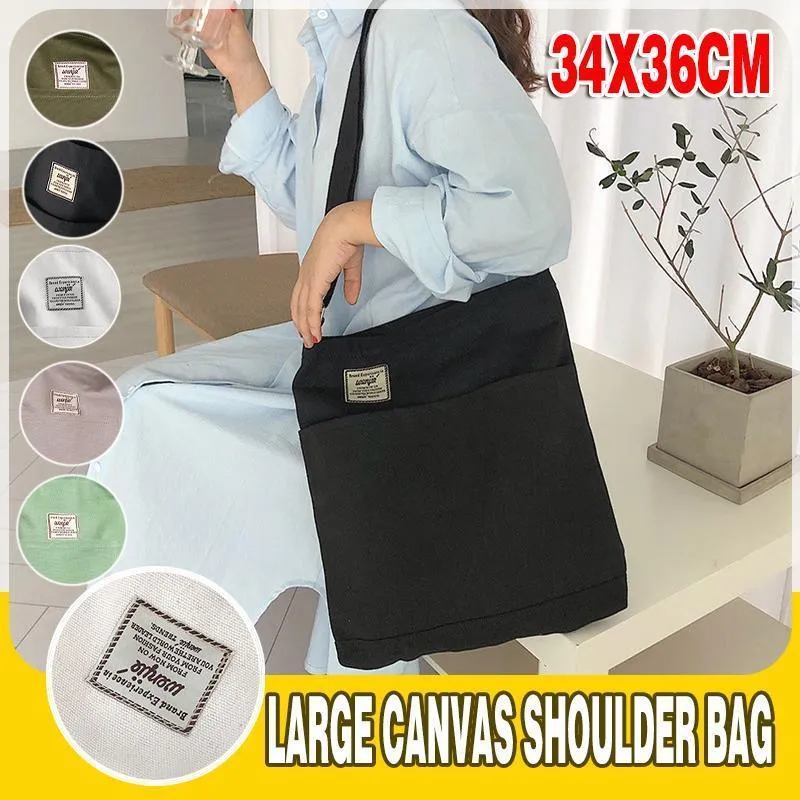 Canvas Tote Bag 1PC 6Colours 34x36cm