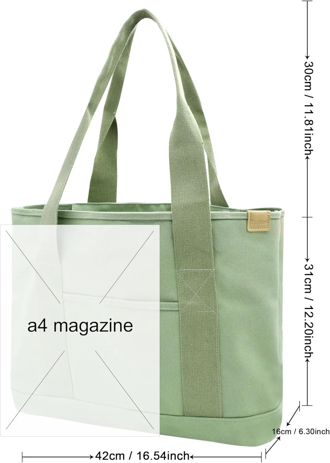 Canvas Tote Bag Casual Multi pockets Handbags Large Capacity Shopping Shoulder Bag with Pocket Bags Work Purses