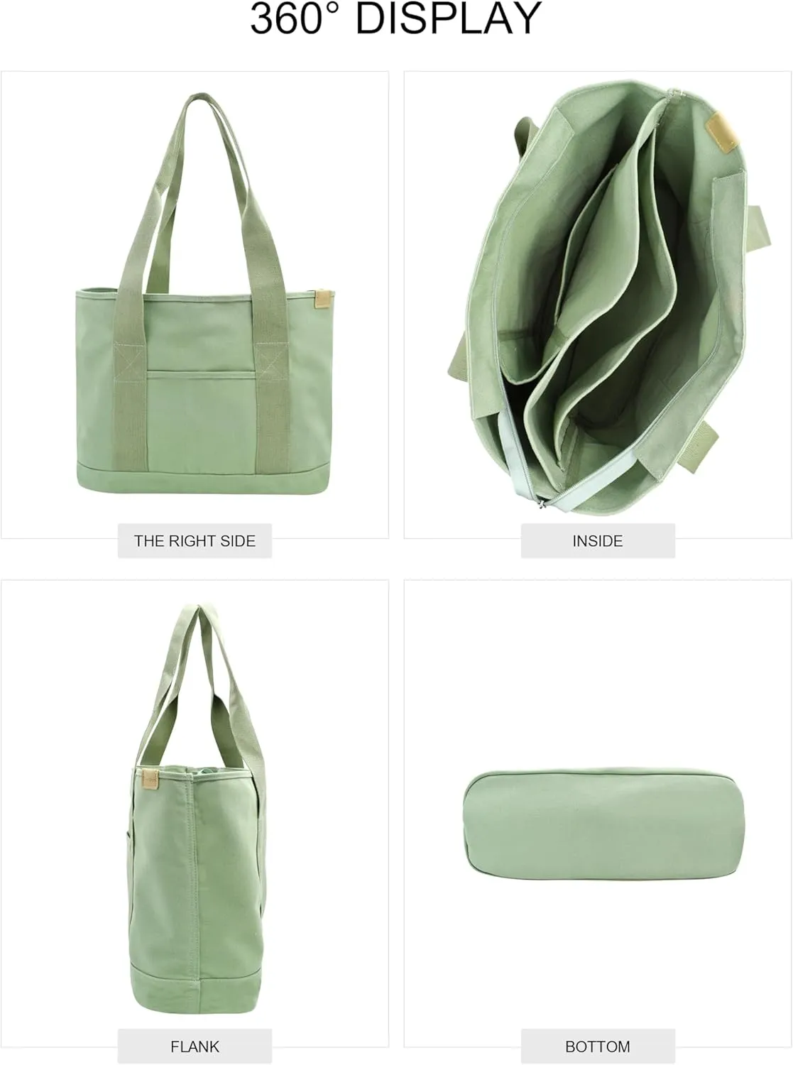 Canvas Tote Bag Casual Multi pockets Handbags Large Capacity Shopping Shoulder Bag with Pocket Bags Work Purses