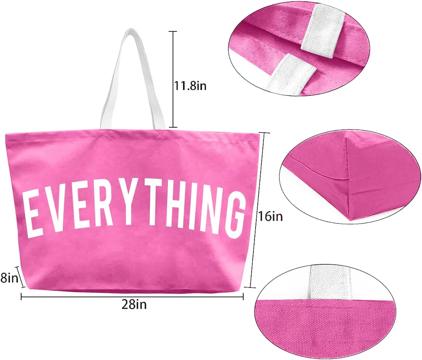 Canvas Tote Bag - Extra Large Shopping Beach Totes Bags Reusable Big Grocery Bag 28" x 8" x 16"