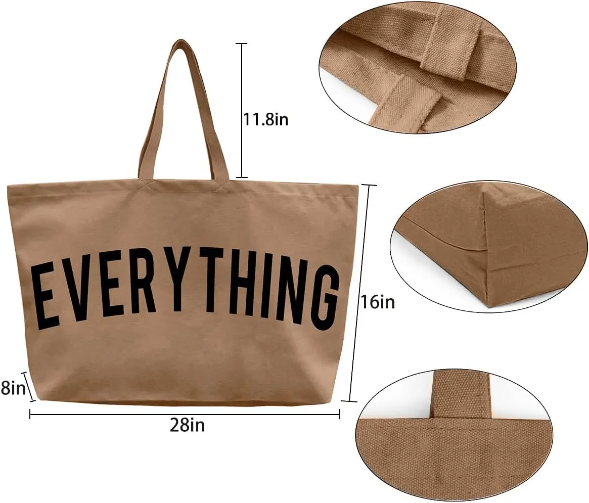 Canvas Tote Bag - Extra Large Shopping Beach Totes Bags Reusable Big Grocery Bag 28" x 8" x 16"