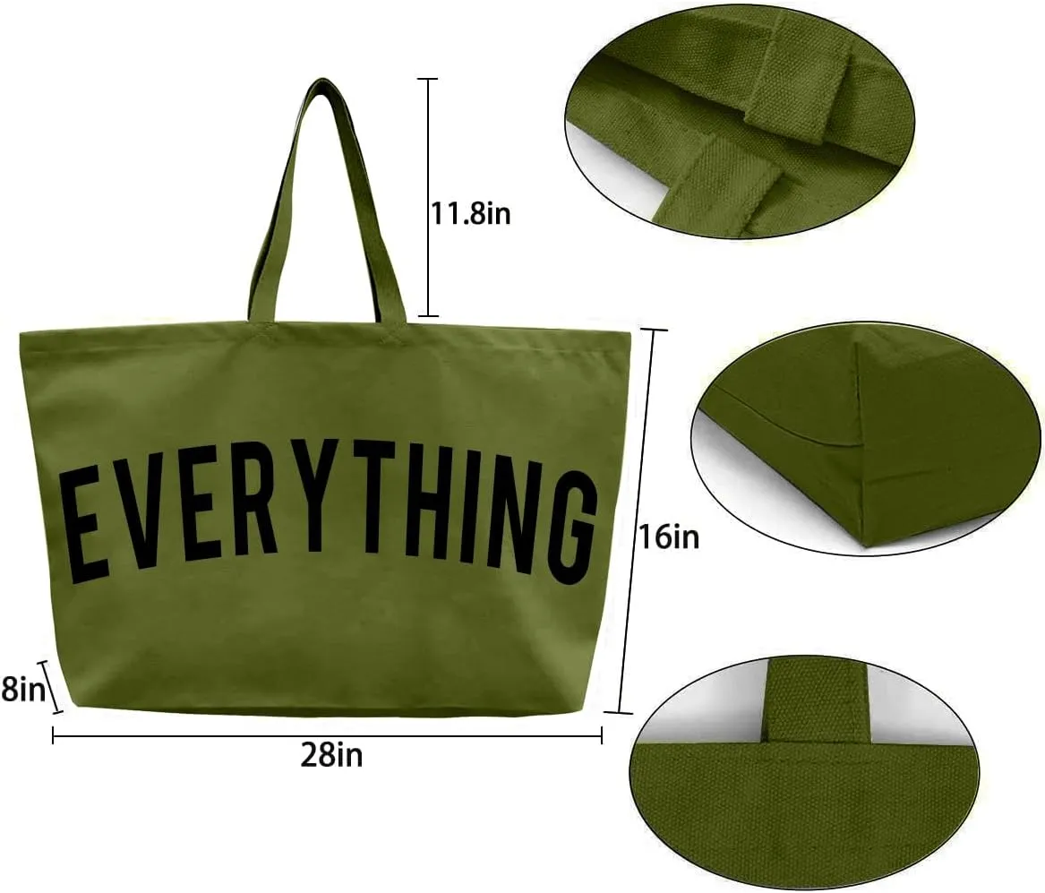 Canvas Tote Bag - Extra Large Shopping Beach Totes Bags Reusable Big Grocery Bag 28" x 8" x 16"