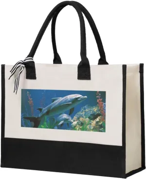 Canvas Tote Bag for Women Beach Tote Purse Reusable Grocery Bag Aquatic biologicals Aesthetic Shopping Bags
