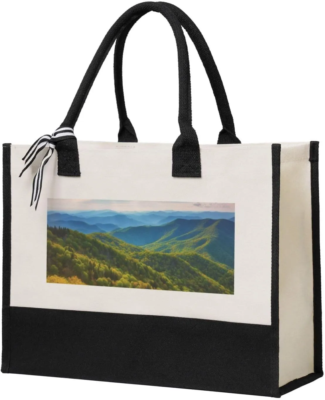 Canvas Tote Bag for Women Beach Tote Purse Reusable Grocery Bag Blue Ridge Parkway Mountains Aesthetic Shopping Bags
