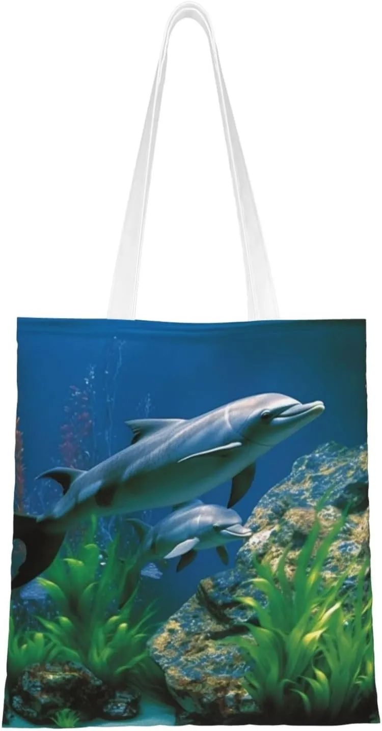 Canvas Tote Bag for Women Shoulder Tote Purse Reusable Grocery Bag Aquatic biologicals Aesthetic Shopping Bags