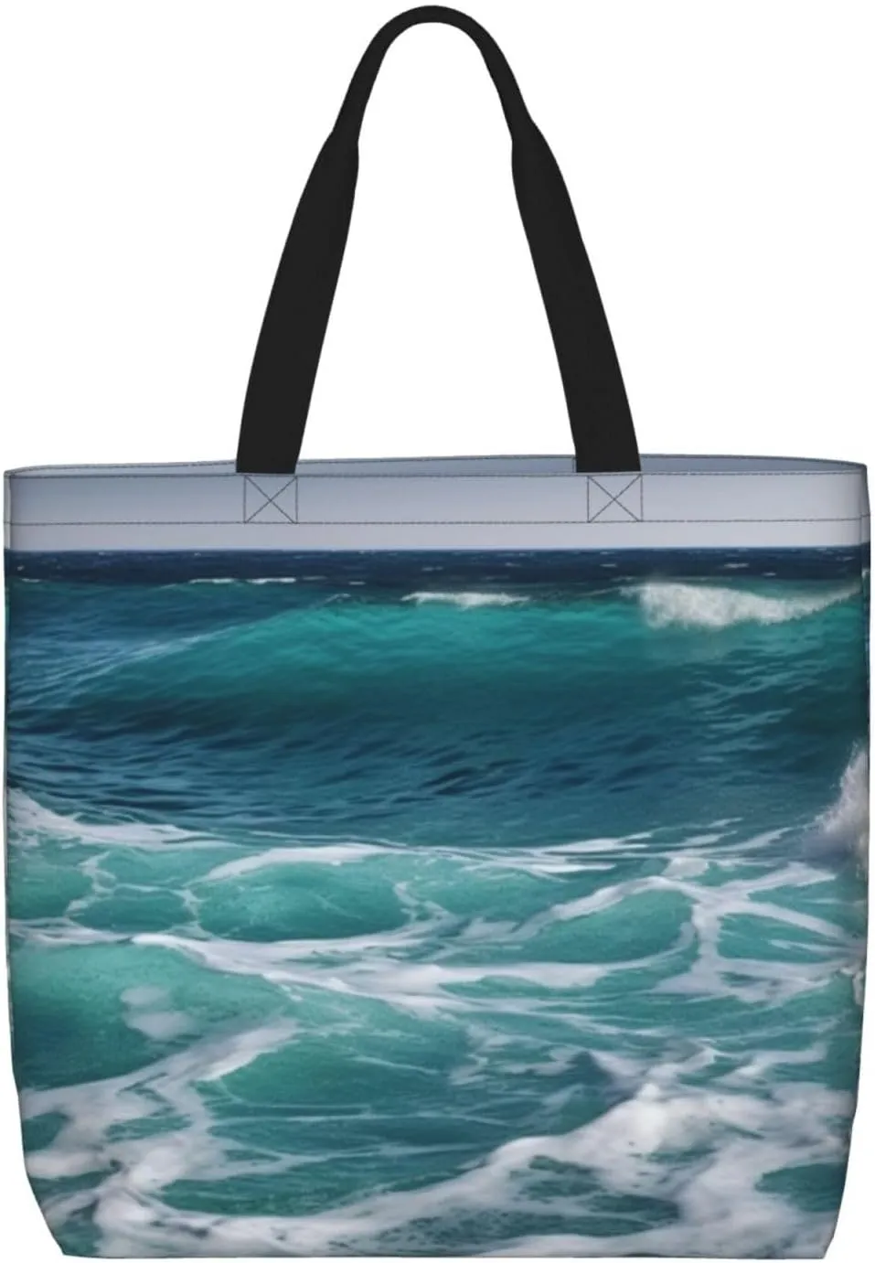 Canvas Tote Bag for Women Shoulder Tote Purse Reusable Grocery Bag Sea Water Aesthetic Shopping Bags