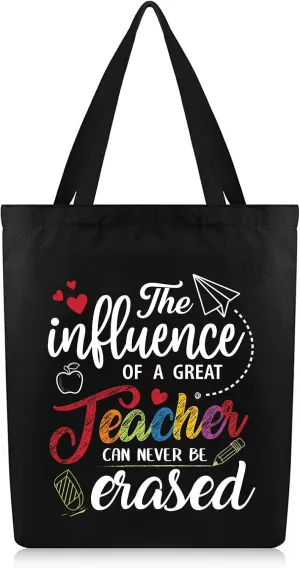 Canvas Tote Bag Teacher Gifts for Women, Cute Appreciation Gift Utility Teachers Bags and Totes with Interior Pockets