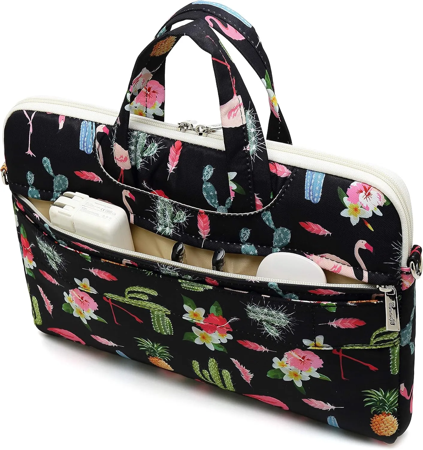 canvaslife flamingos Pattern Waterproof Laptop Shoulder Messenger Bag Laptop Computer Briefcases with Rebound Bubble Protection for 15 inch and 15.6 inch Laptop