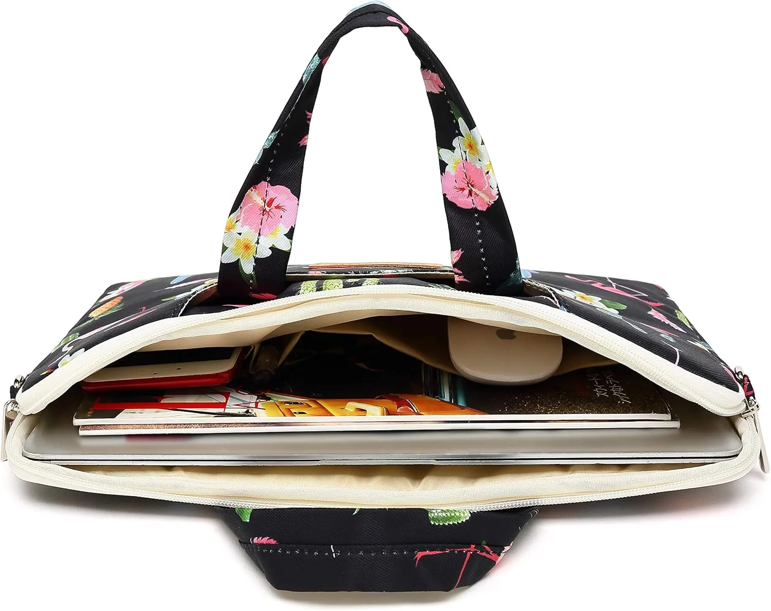 canvaslife flamingos Pattern Waterproof Laptop Shoulder Messenger Bag Laptop Computer Briefcases with Rebound Bubble Protection for 15 inch and 15.6 inch Laptop