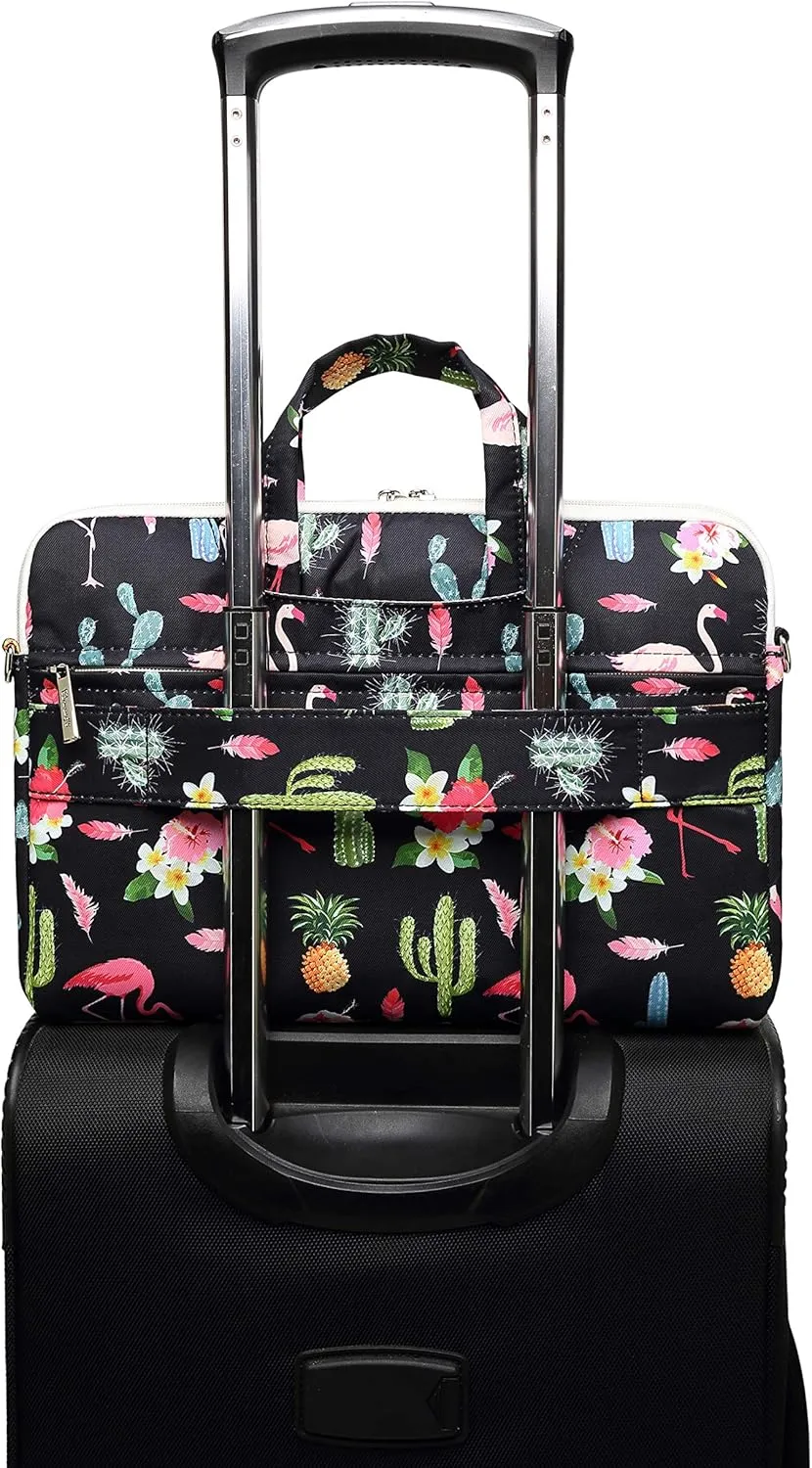 canvaslife flamingos Pattern Waterproof Laptop Shoulder Messenger Bag Laptop Computer Briefcases with Rebound Bubble Protection for 15 inch and 15.6 inch Laptop