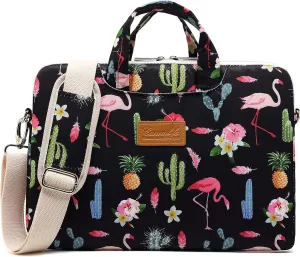 canvaslife flamingos Pattern Waterproof Laptop Shoulder Messenger Bag Laptop Computer Briefcases with Rebound Bubble Protection for 15 inch and 15.6 inch Laptop
