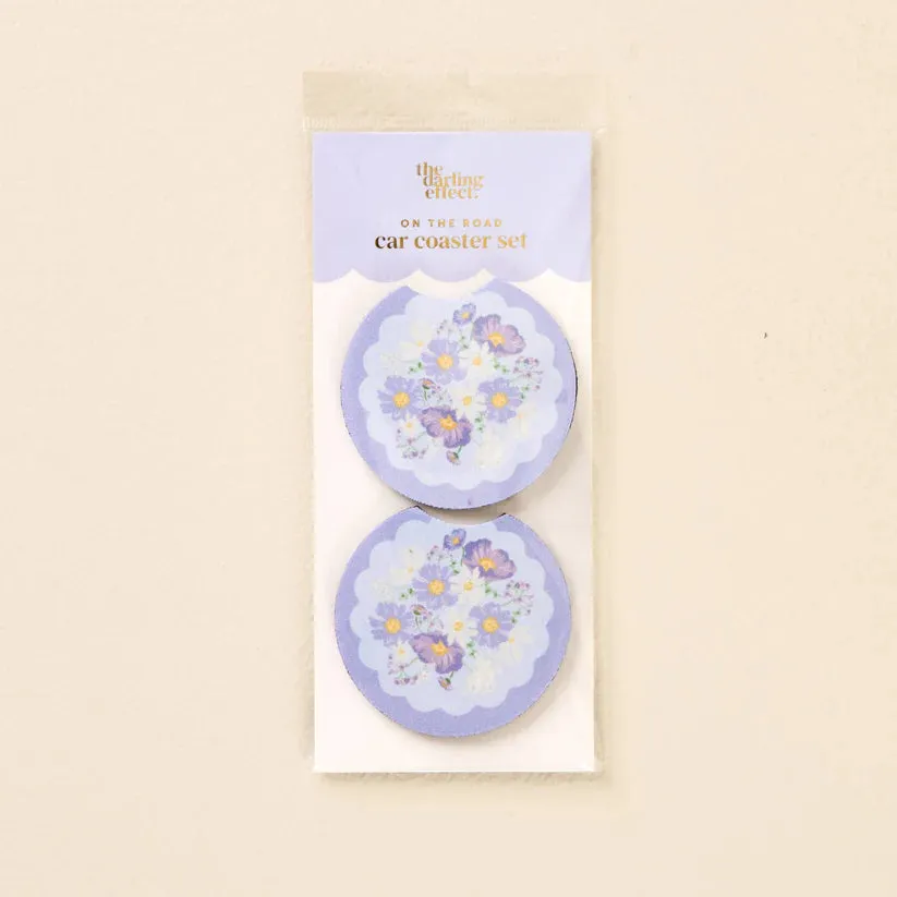 Car Coaster Set Bouquet Beauty Purple