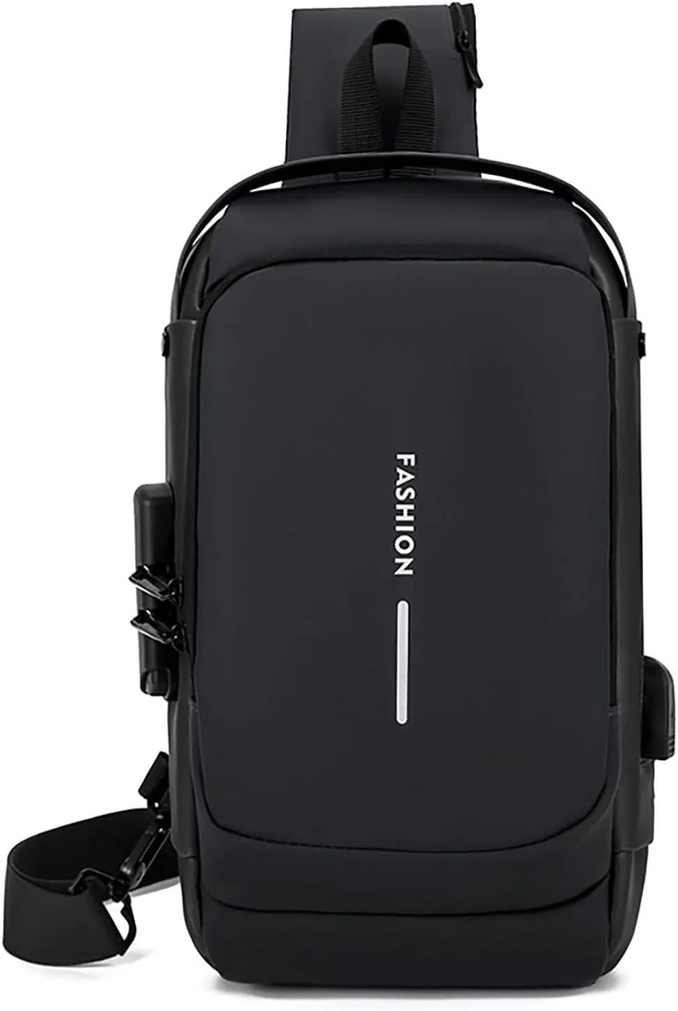 Carbon Fiber Streamline Anti-theft Sling Bag, USB Charging Sport Sling, Sports Crossbody Bag, Waterproof Shoulder Backpack