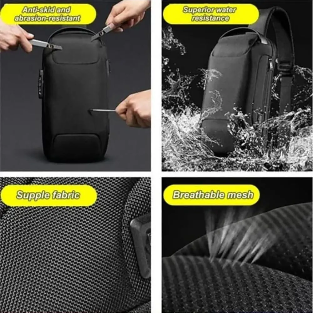 Carbon Fiber Streamline Anti-theft Sling Bag, USB Charging Sport Sling, Sports Crossbody Bag, Waterproof Shoulder Backpack