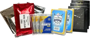 Card Pro Trading Card Supplies Mega Bundle Includes 2 Bundles of 50 Count Semi Rigid Submission Sleeves and 3 Magnetic One Touch Holders and 3 Leather-Like Holders with 3 Free Mystery Packs
