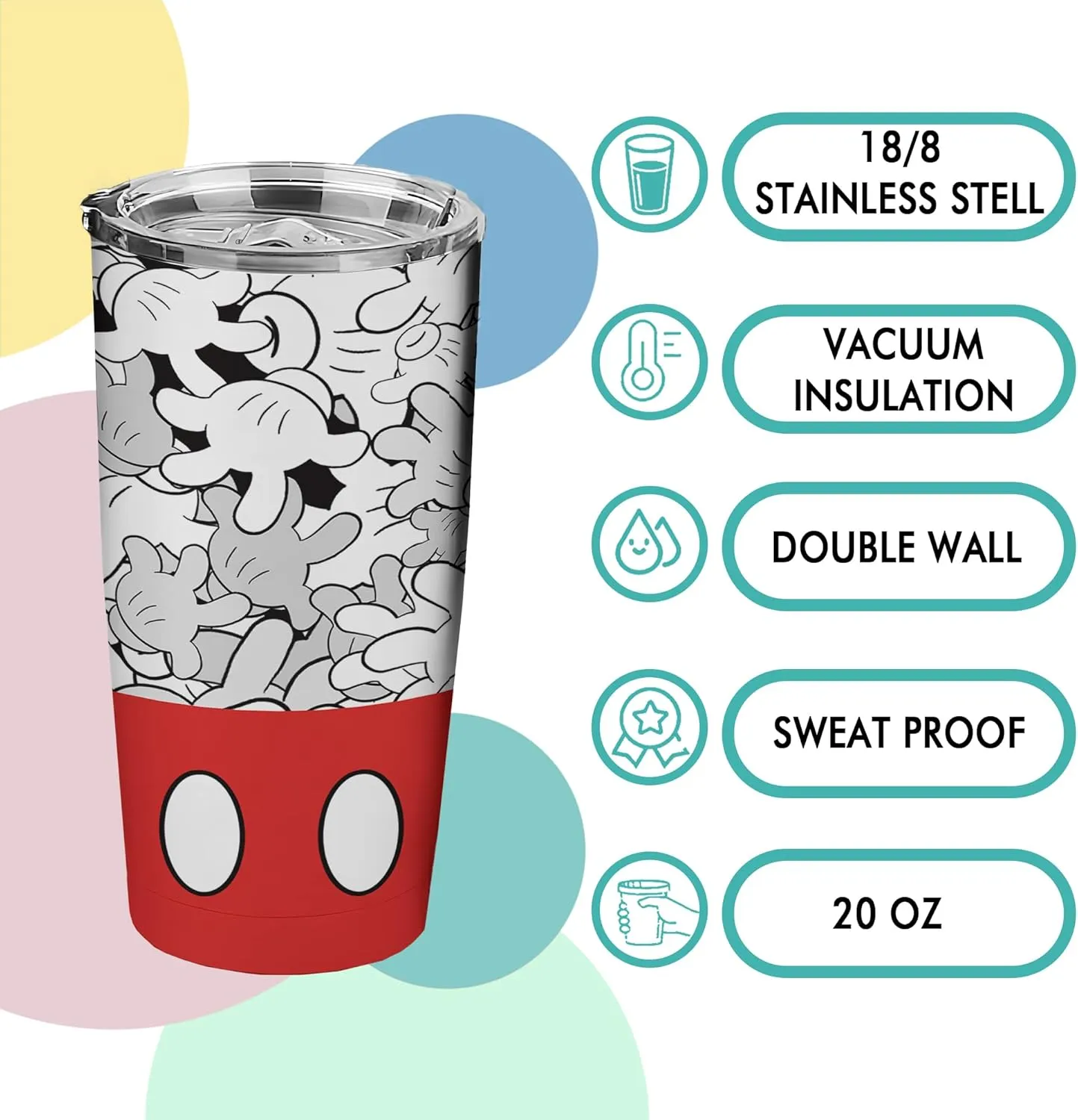 Cartoon 20 Oz Stainless Steel Tumbler Leak Proof Tumbler with Straw and Lid, Travel Coffee Mug for Home Outdoor, Thermal Cups for Hot and Cold Drinks