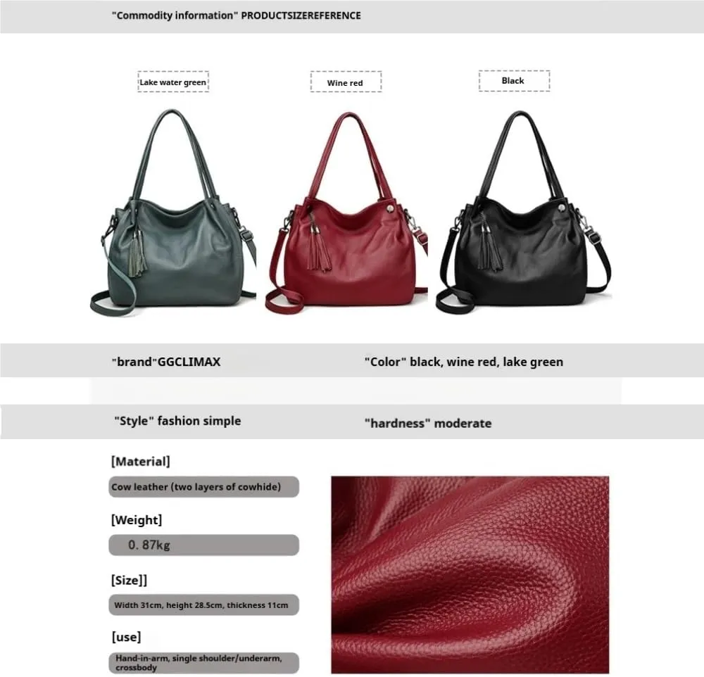 Casual Tote Women Shoulder Bags Cow Genuine Leather Women Bags Designer Brand Female Handbags Crossbody Bag