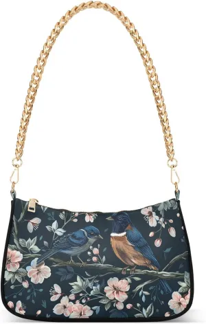 CEBUGI Crossbody Bags for Women Shoulder Purse Bird Flower Handbags Stylish Clutch Purse with Chain Strap
