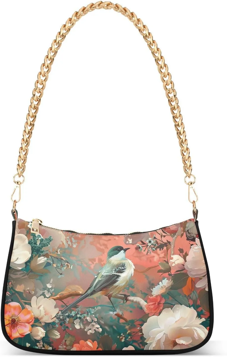CEBUGI Crossbody Bags for Women Shoulder Purse Bird Flowers Handbags Stylish Clutch Purse with Chain Strap
