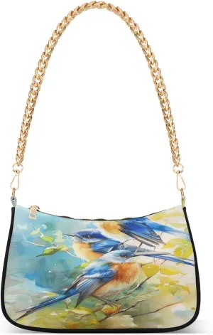 CEBUGI Crossbody Bags for Women Shoulder Purse Bird Flowers Handbags Stylish Clutch Purse with Chain Strap
