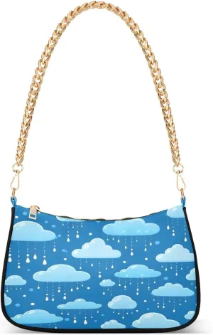 CEBUGI Crossbody Bags for Women Shoulder Purse Clouds Rain Drops Handbags Stylish Clutch Purse with Chain Strap