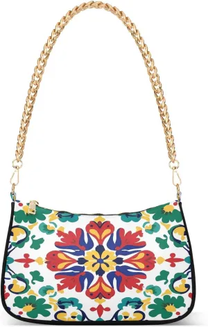 CEBUGI Crossbody Bags for Women Shoulder Purse Traditional Mexican Pattern Handbags Stylish Clutch Purse with Chain Strap