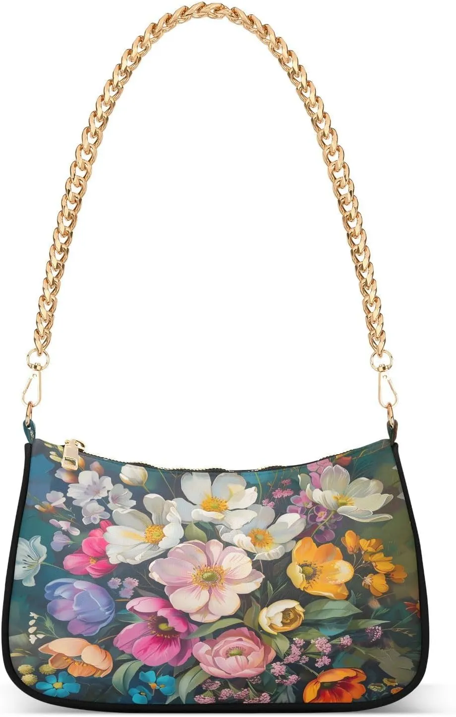 CEBUGI Crossbody Bags for Women Shoulder Purse Watercolor Wildflowers Handbags Stylish Clutch Purse with Chain Strap
