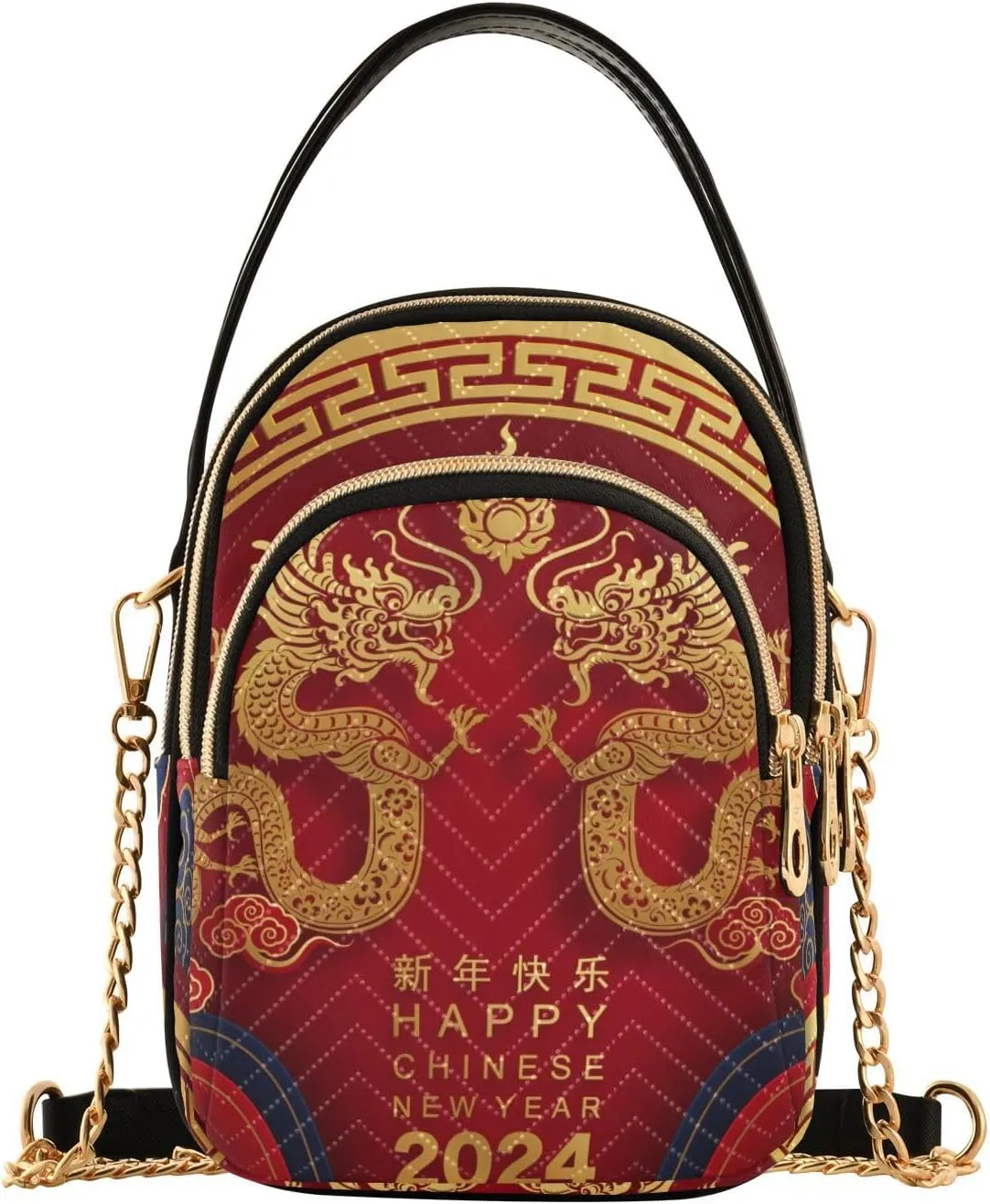 CEBUGI Women's Crossbody Handbags Clutch Phone Purse 2024 Chinese Dragon Stylish Shoulder Bag with Detachable Chain Strap