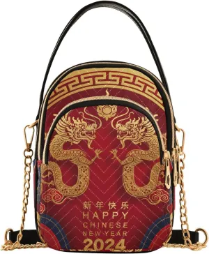 CEBUGI Women's Crossbody Handbags Clutch Phone Purse 2024 Chinese Dragon Stylish Shoulder Bag with Detachable Chain Strap