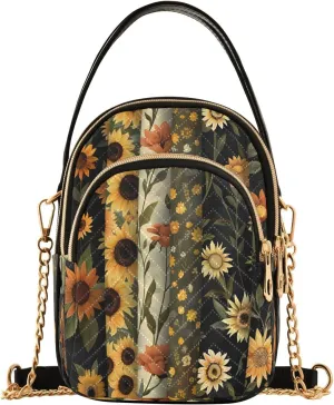 CEBUGI Women's Crossbody Handbags Clutch Phone Purse Sunflower Stylish Shoulder Bag with Detachable Chain Strap