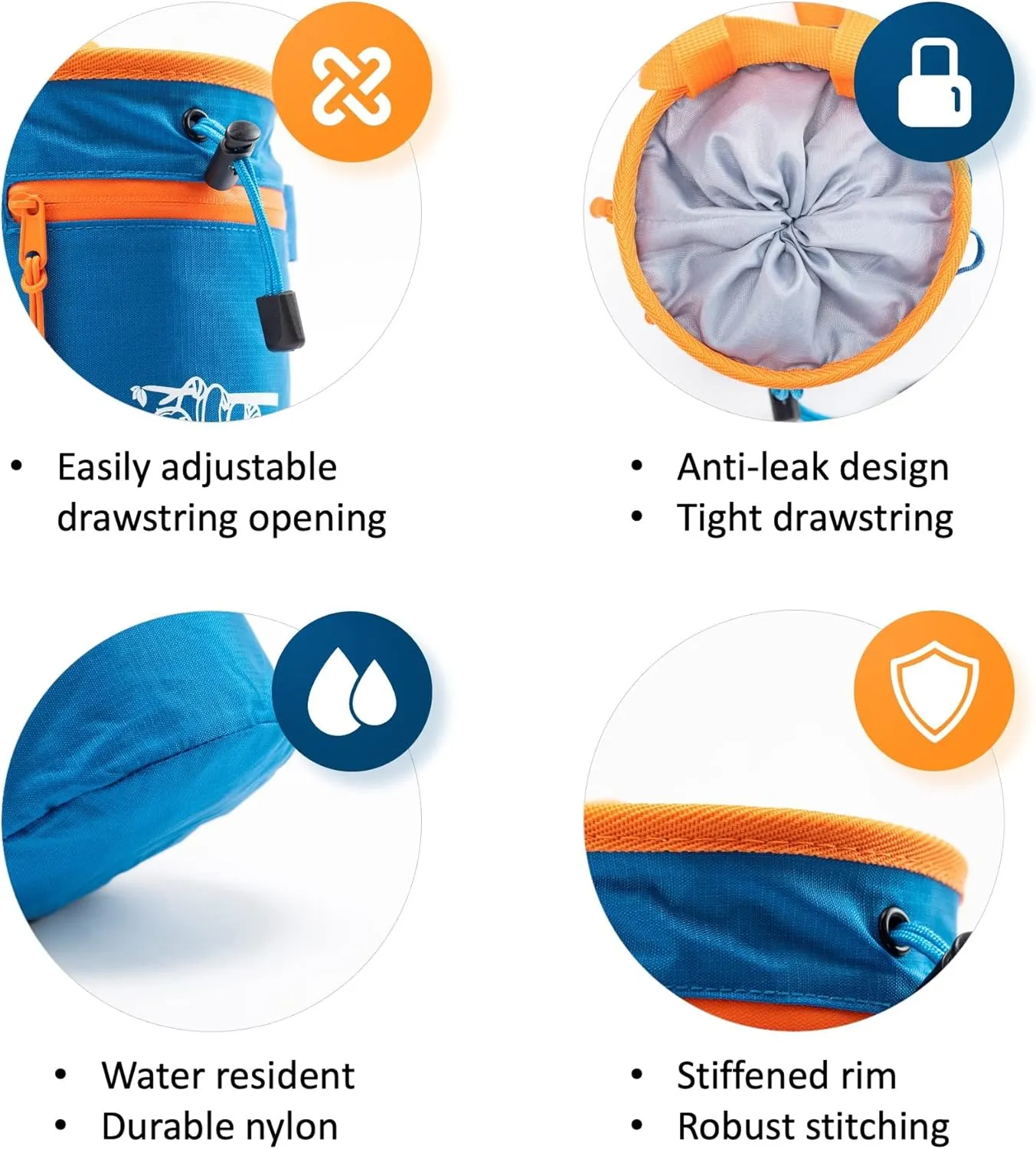 Chalk Bag for Rock Climbing, Climbing Chalk Bag for Bouldering with 2 Large Zipper Storage Pockets, Premium Gym Chalk Bag for Weightlifting, Great Gift and Rock Climbing Gear