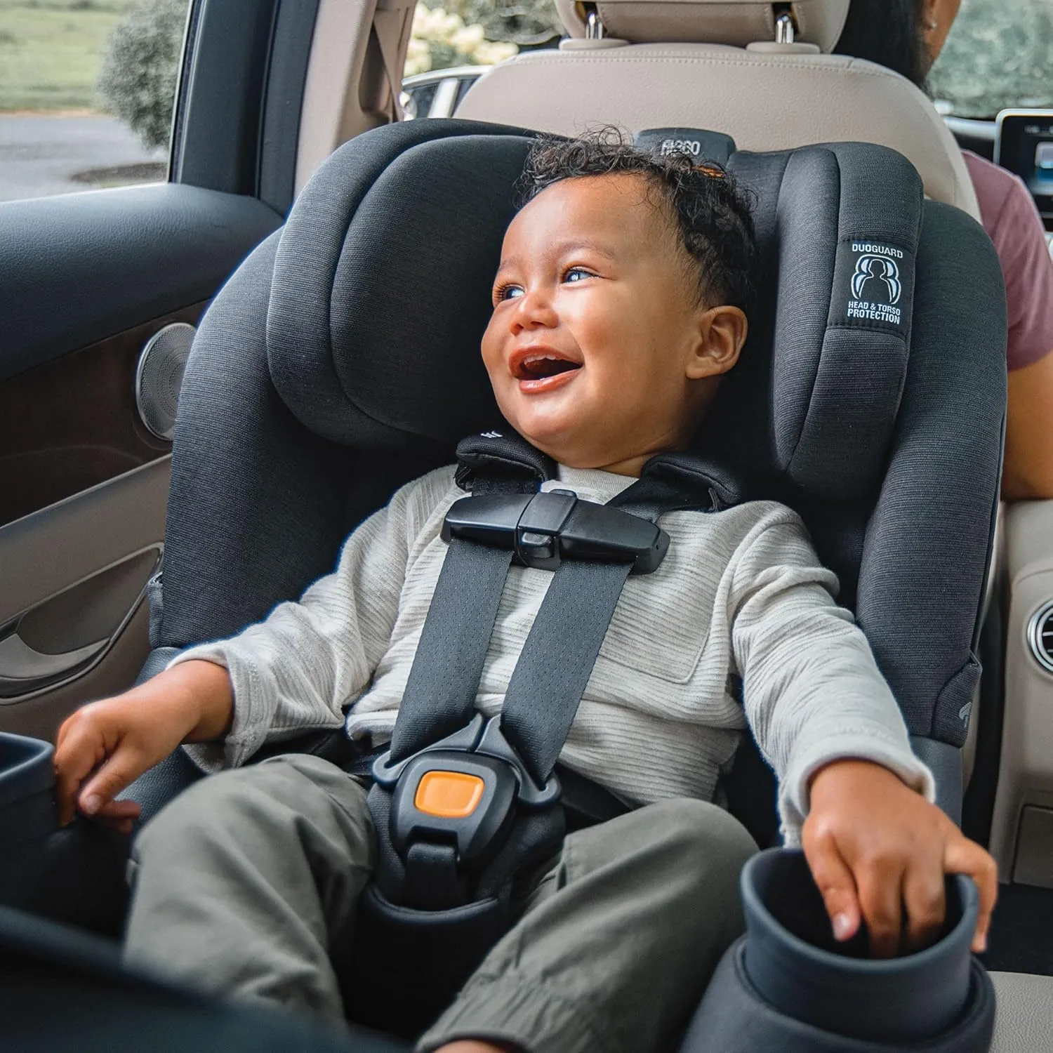 Chicco Fit360 ClearTex Rotating Convertible Car Seat with 360 Degree Rotation for Rear-Facing and Forward-Facing Usage, LeverLock Self-Tensioning Lock System | Drift/Grey