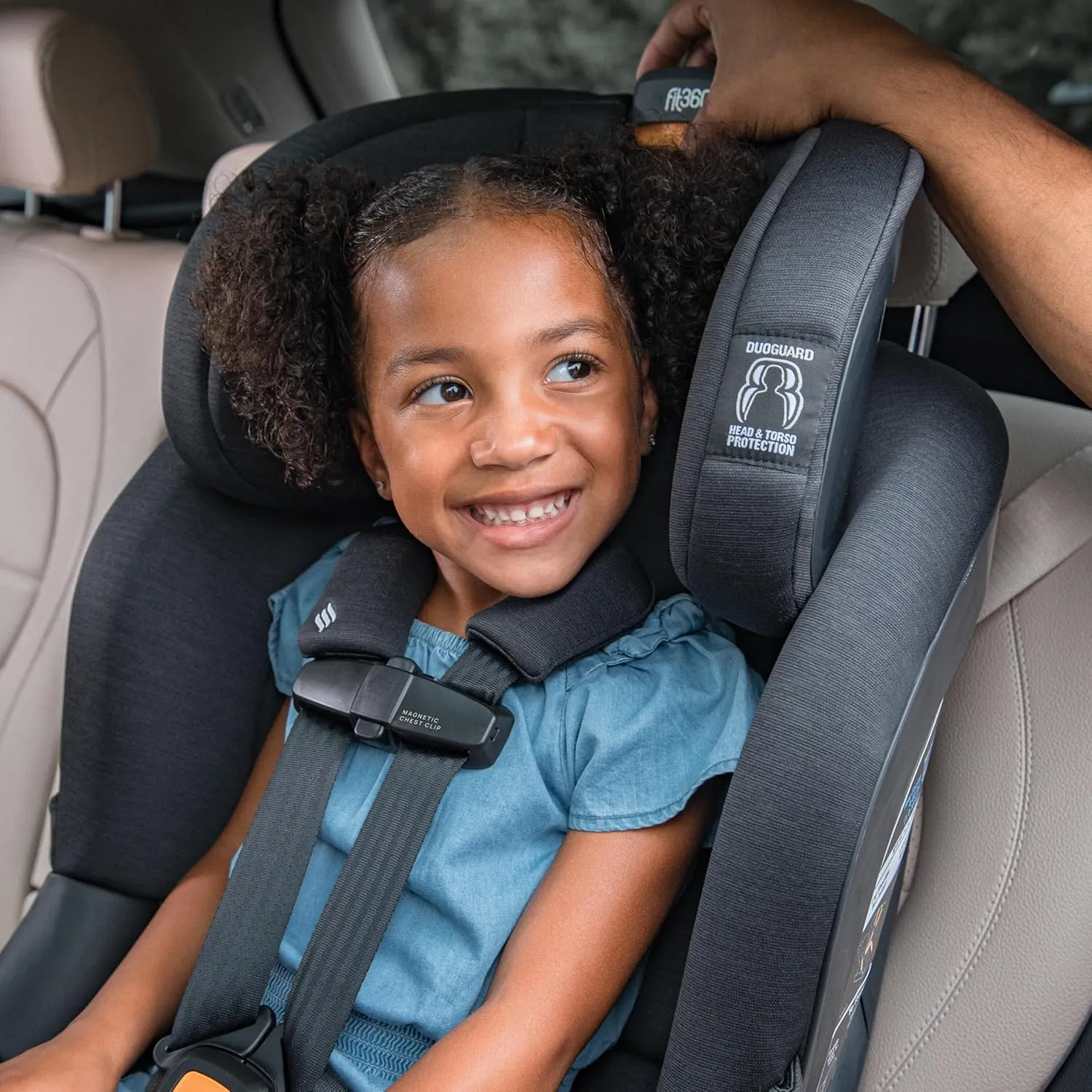Chicco Fit360 ClearTex Rotating Convertible Car Seat with 360 Degree Rotation for Rear-Facing and Forward-Facing Usage, LeverLock Self-Tensioning Lock System | Drift/Grey