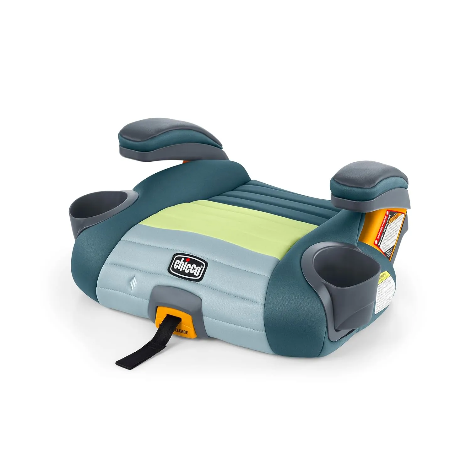 Chicco GoFit ClearTex Plus Backless Booster Car Seat, Latch Attachment, Quick-Release Latch Removal, Portable Car Booster Seat for Children at Least 4 Years Old and 40-110 lbs | Tropic/Green