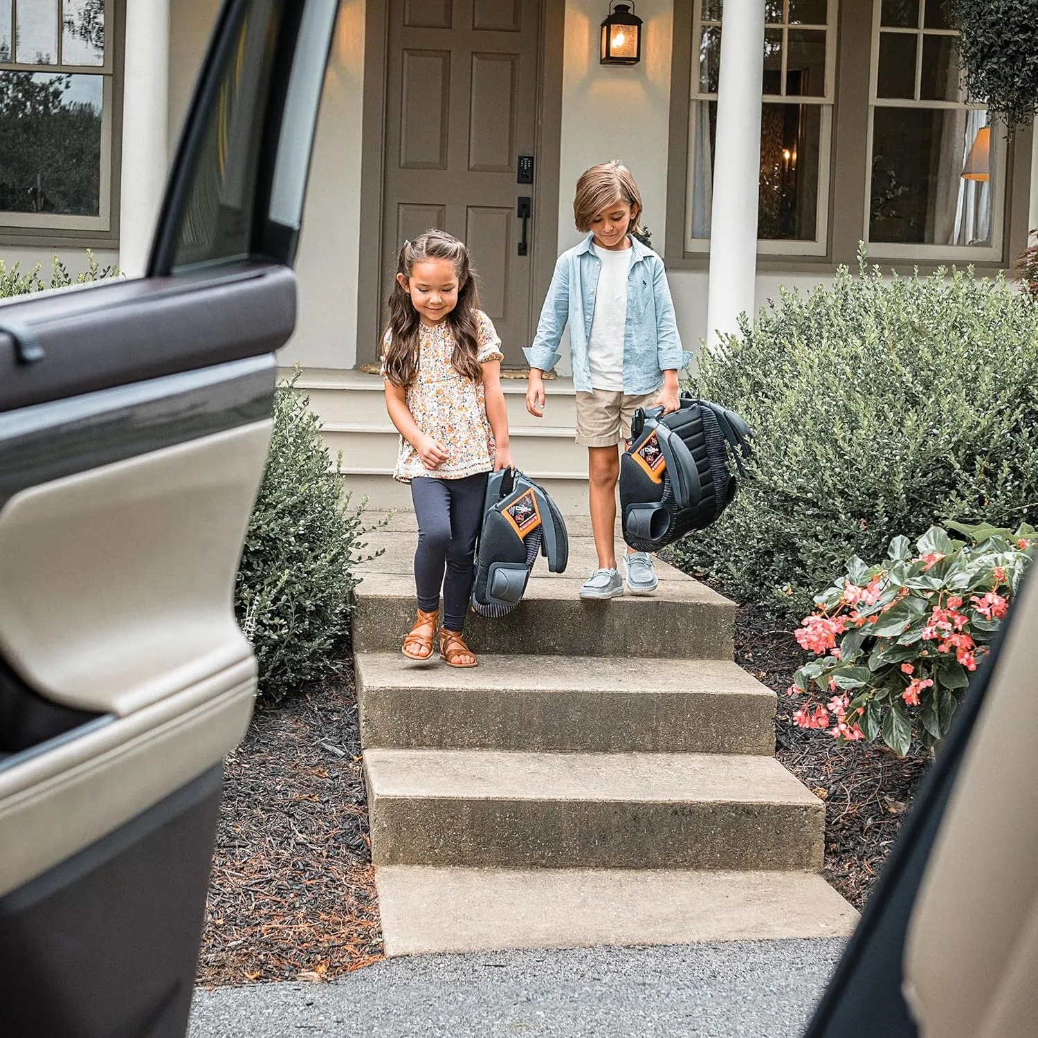 Chicco GoFit ClearTex Plus Backless Booster Car Seat, Latch Attachment, Quick-Release Latch Removal, Portable Car Booster Seat for Children at Least 4 Years Old and 40-110 lbs | Tropic/Green