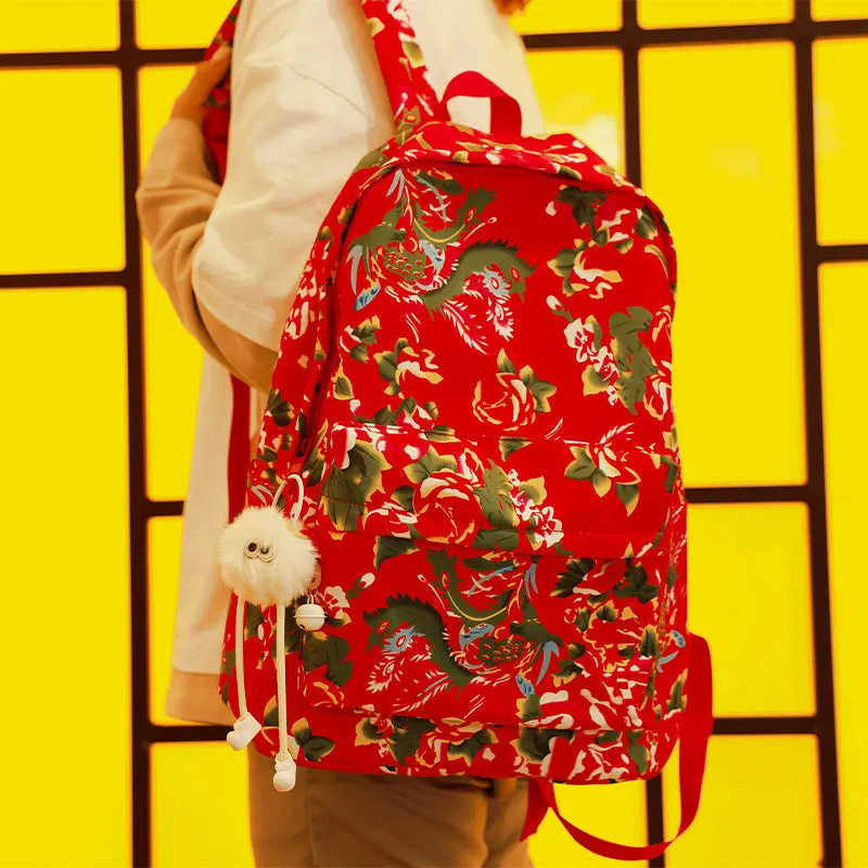 Chinese National Style Northeastern Floral Backpack – Unique Design for High School & College Students