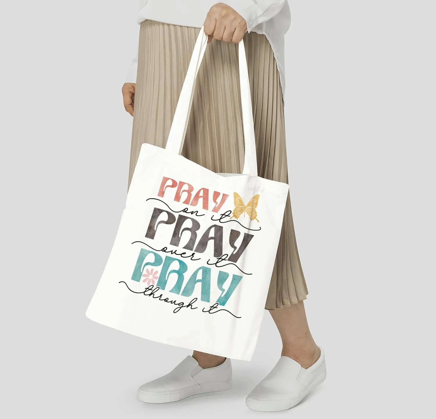 Christian Aesthetic Canvas Tote Bags for Women, Bible Tote Bags, Christian Gifts for Women, Bible Verse Gifts