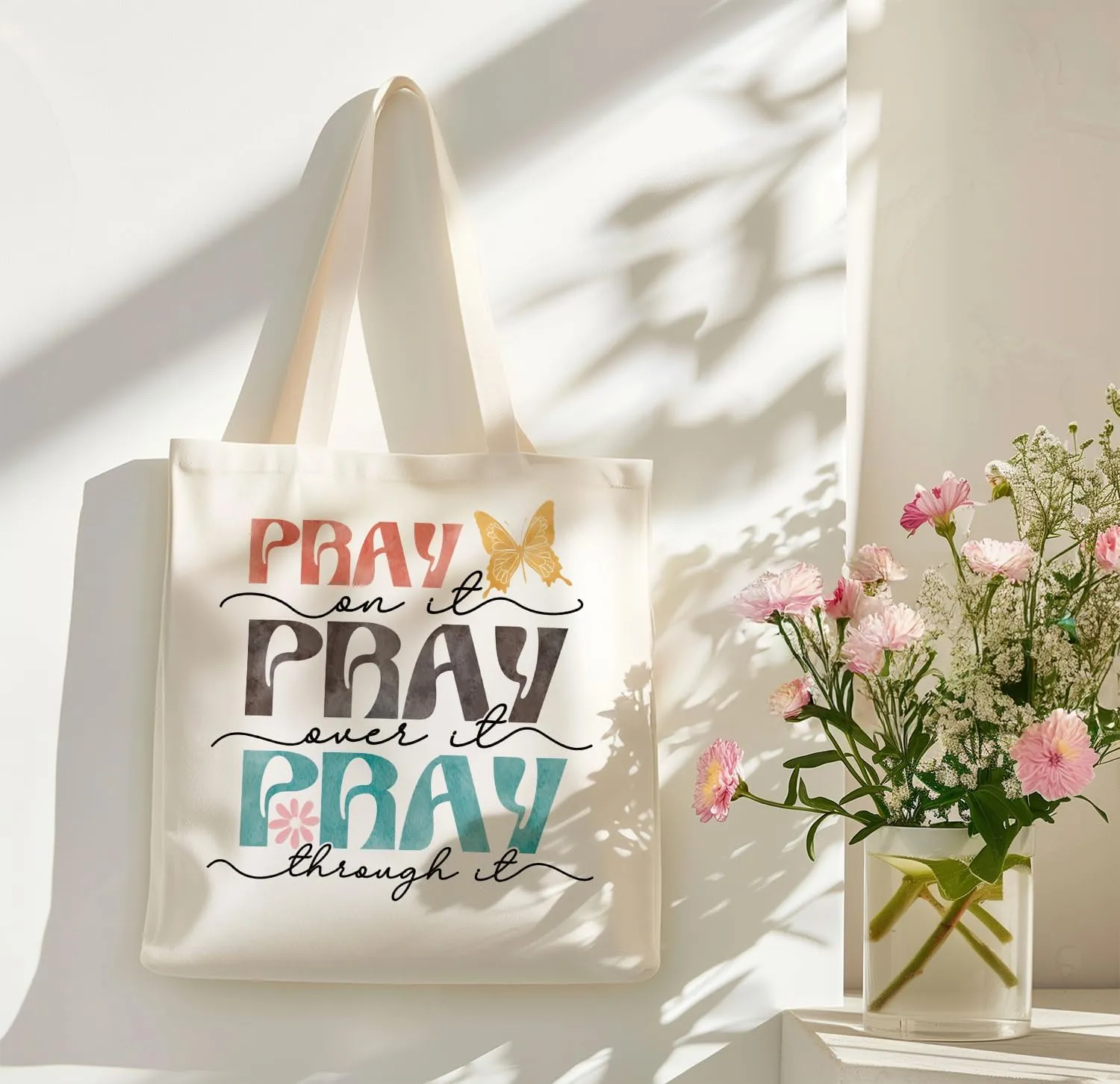 Christian Aesthetic Canvas Tote Bags for Women, Bible Tote Bags, Christian Gifts for Women, Bible Verse Gifts