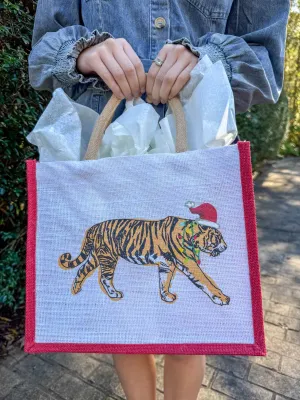 Christmas Tiger Gift Tote - Red